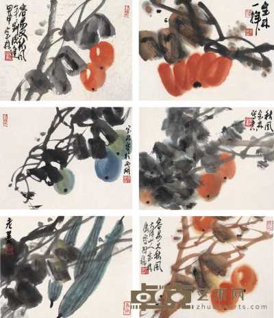 姜宝林 花卉 镜心（六开） 45×34cm×6